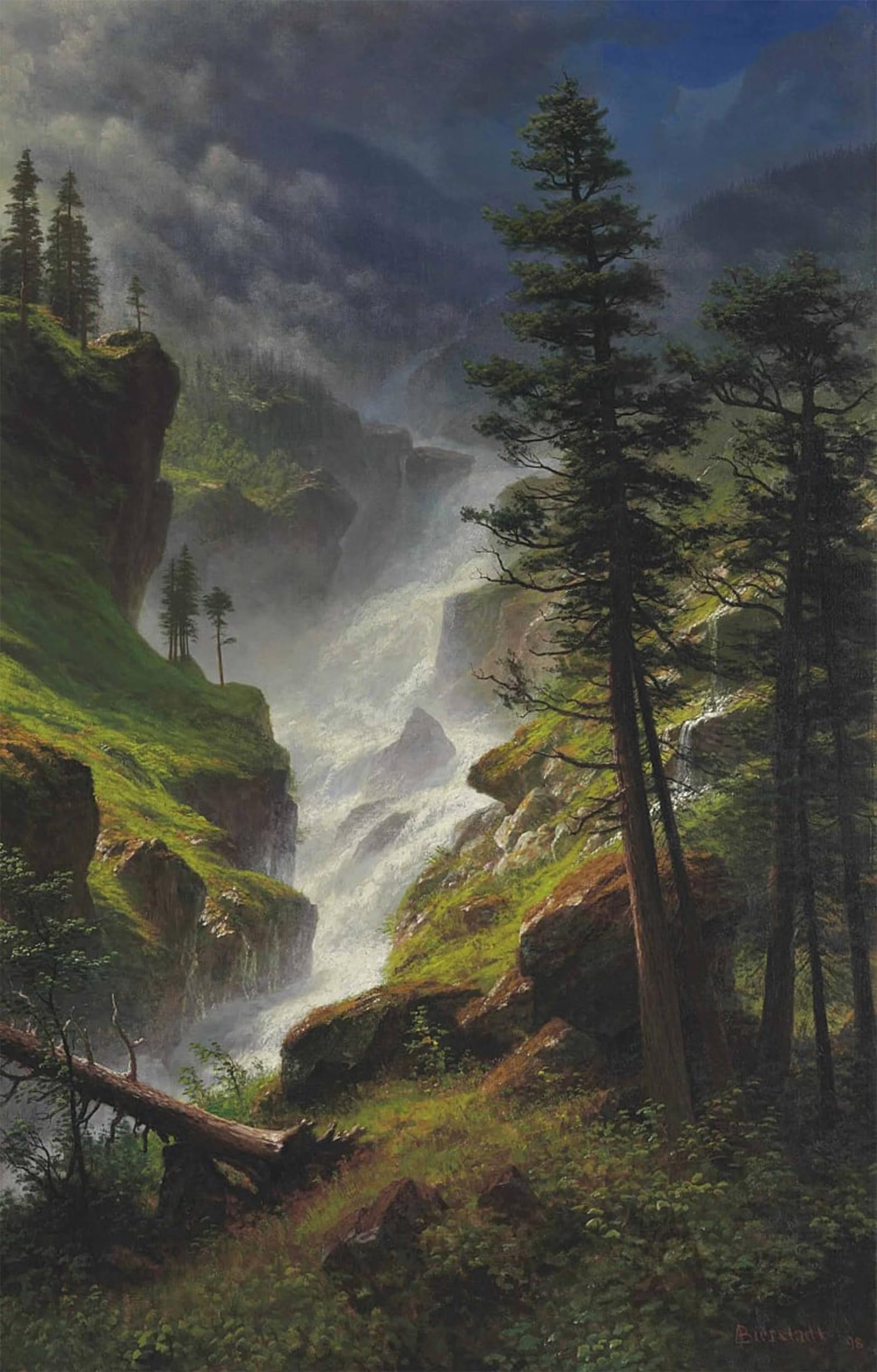 Serendipitp No Frame Vintage Wall Art Canvas Nordic Poster Canvas Print Picture Mountain Waterfall By Albert Bierstadt Wall Art Poster For Home Decor 60X90cm