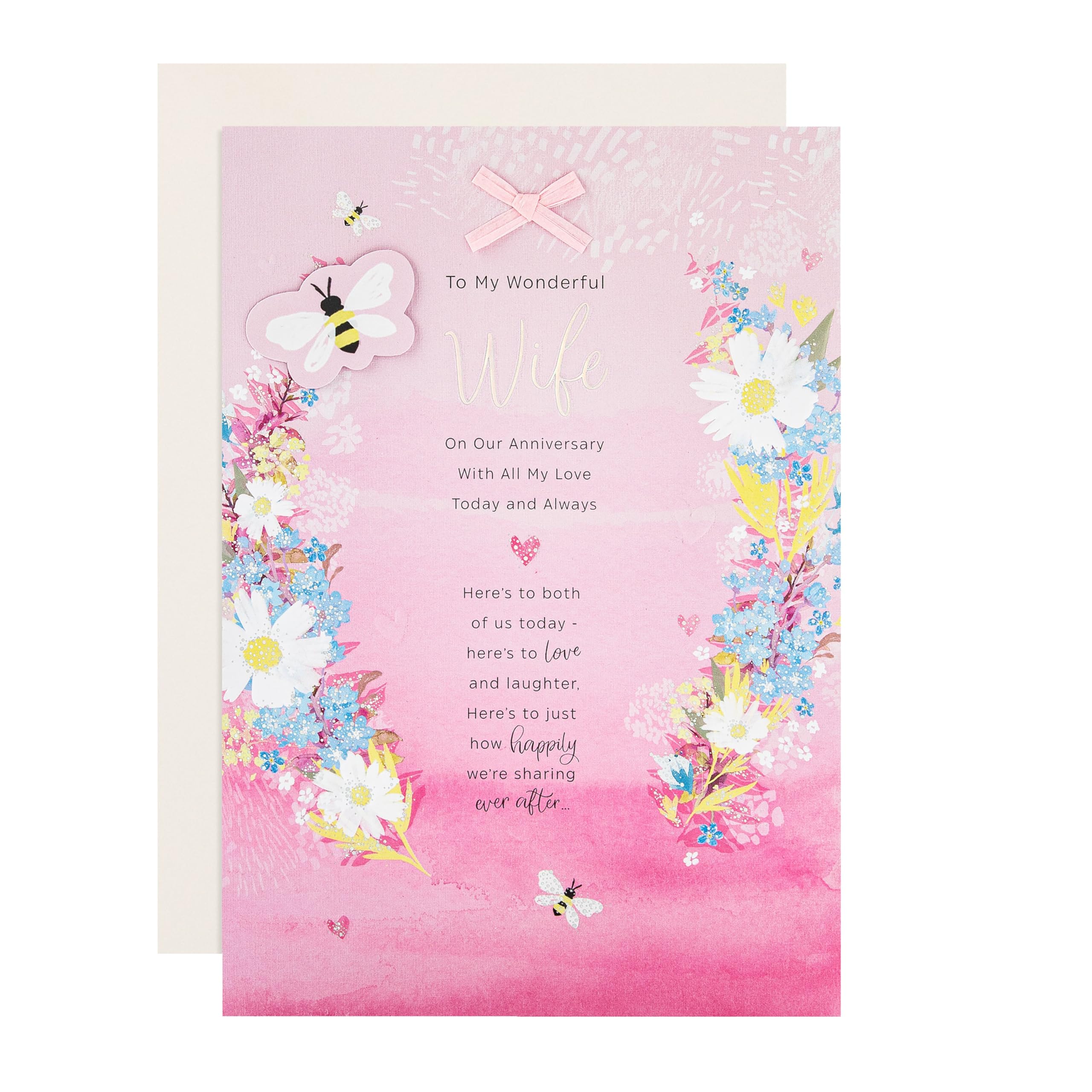 Hallmark Anniversary Card for Wife, Florals Design, Heartfelt Verse, Pink