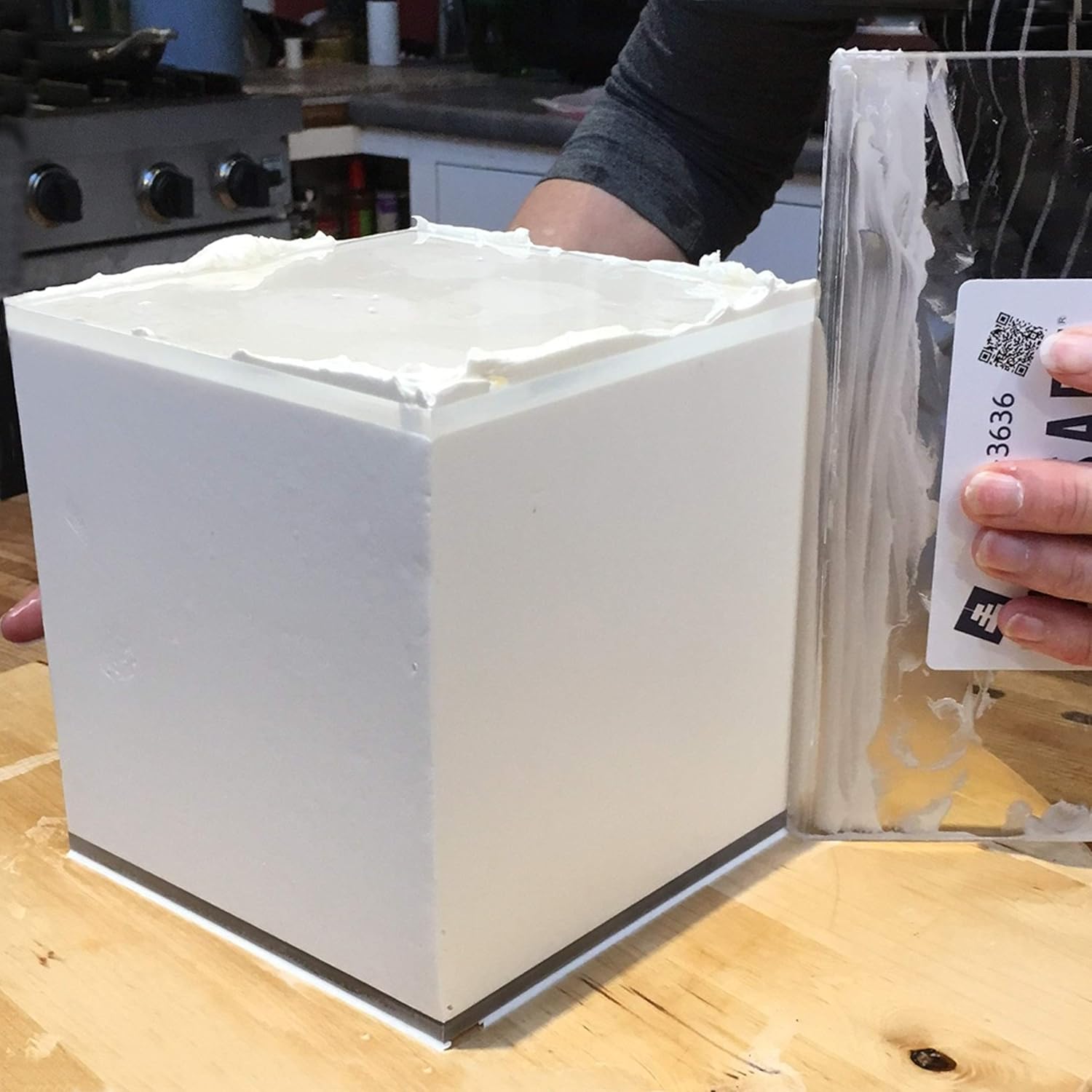 CAKESAFE 10.5 Inch Square Acrylic Disk Set – 2-10.5” Clear ¼” Acrylic Buttercream Disks – Perfect Icing Tool to Smooth the Frosting on Your Cakes, Disk Size & Perimeter Border Engraved on all Disks