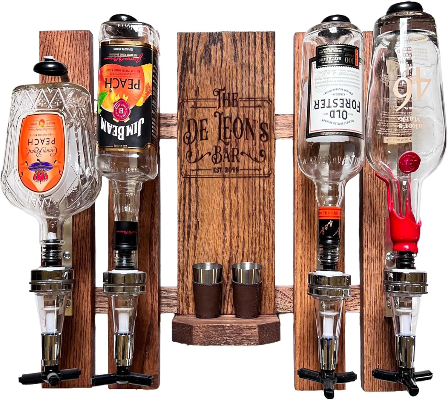 Personalized Wall Mounted Whiskey Dispenser for Home Bar Custom Wooden Liquor Dispenser Christmas Gifts for Men Husband Dad Boyfriend Anniversary Birthday Gift Bar Accessories(Wall Mounted)