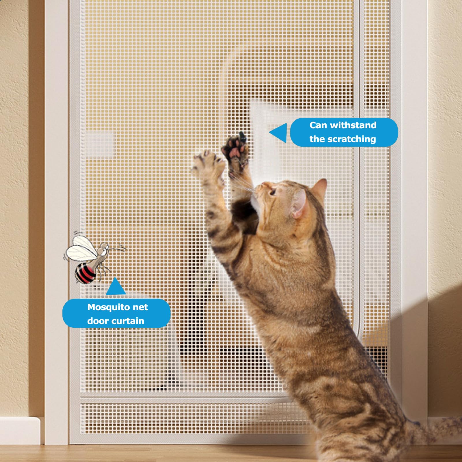 SOONHUA Cat Screen Door Fits Door Size 90cm x 200cm, Heavy Duty Pet Screen Doors - Image 4