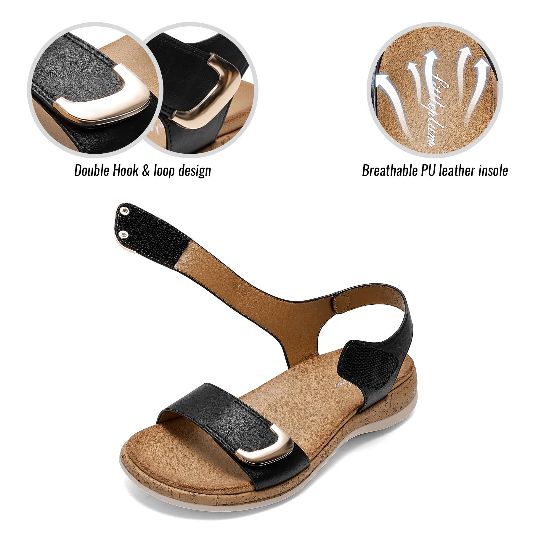 Littleplum Sandalias de verano planas para mujer, cómodas y informales