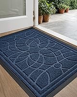 DEXI Heavy Duty Non-Slip Outdoor Doormat 3x2 Blue - Low Profile Entryway Mat Traps Dirt Moisture, All-Weather Easy Clean