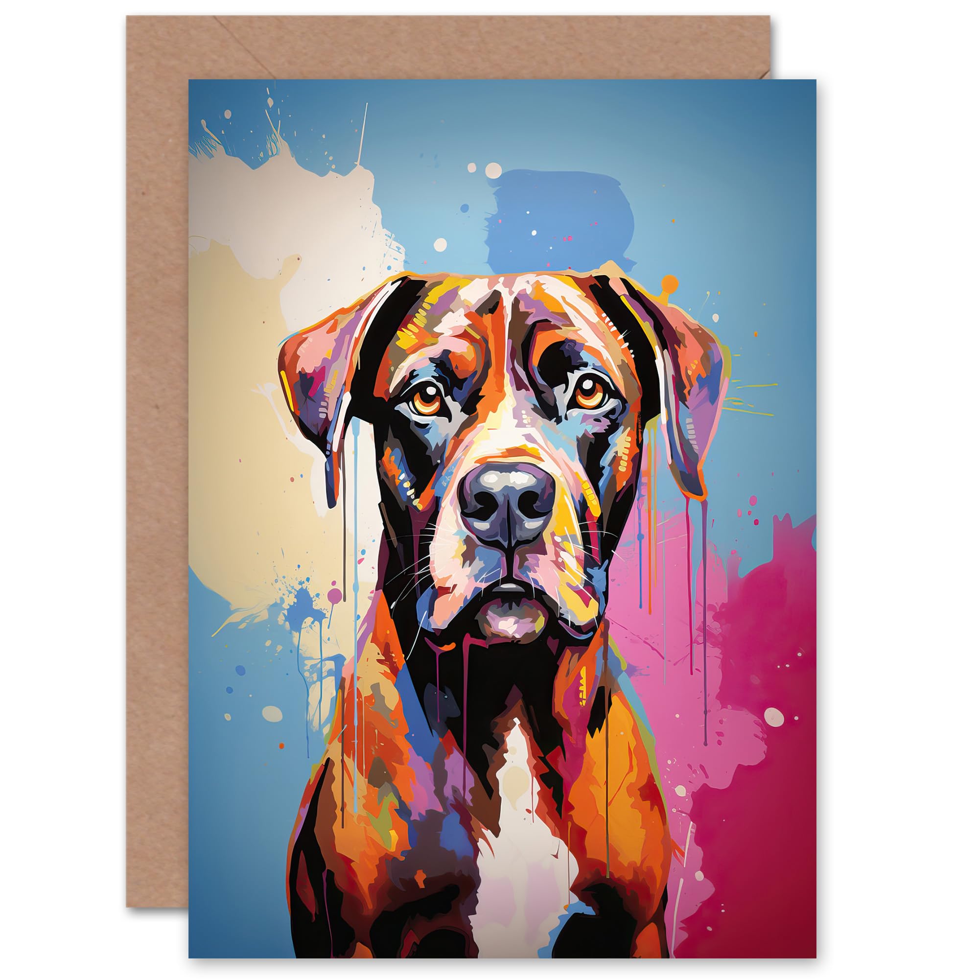 Brindle Boxer Dog Lover Gift Pet Portrait Artwork Painting Blank Greeting Card