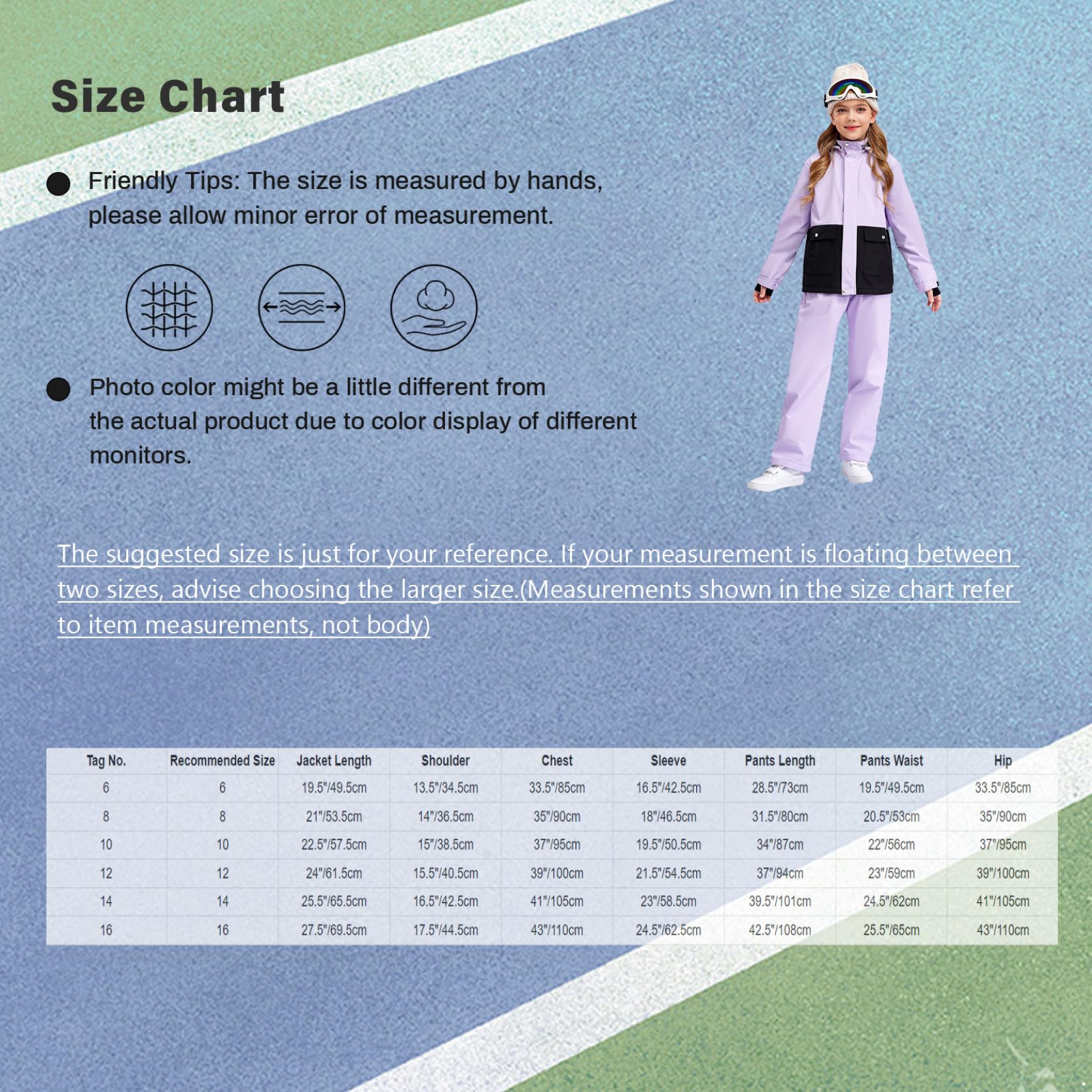 inlzdz Enfant Fille Garçon Combinaison de Ski Veste avec Pantalon Imperméable Veste de Ski Snowboard Coupe-Vent Blouson de Voyage Randonnée Jackets
