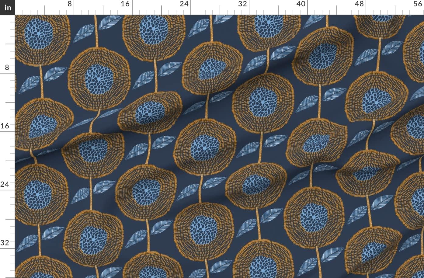 Spoonflower Fabric - Florals Scandinavian Botanical Floral Pattern Geo Printed on Organic Cotton Sateen Fabric by The Yard - Sewing Quilting Apparel Home Decor