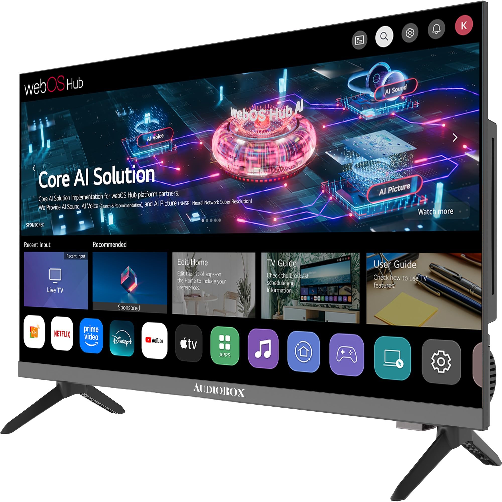 Audiobox Smart LED Full HDTV webOS Hub Smart TV 1080p ThinQ AI WiFi Dual-Band HDMI ARC AC DC