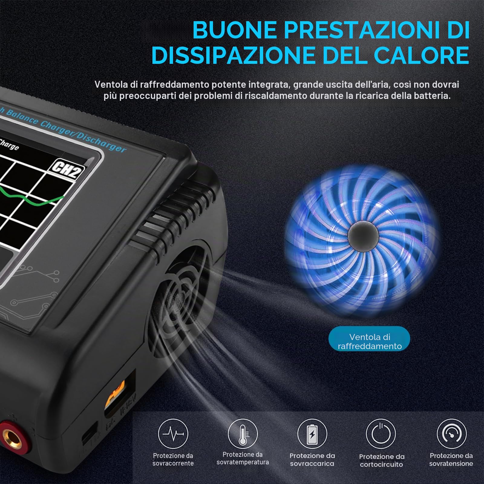 HTRC T240 DUO RC Bilancia caricabatteria / scaricatore per Lilon LiPo LiFe LiHV NiCd NiMH PB Smart Battery Dual Multi caricabatterie AC 150W / DC 240W 10A