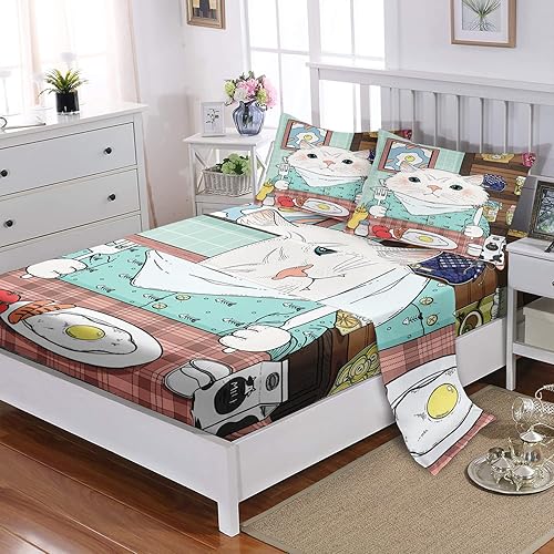 Miniatura 3 de CVHouse Juego de sábanas Kawaii para gatos de tamaño matrimonial juegos de ropa de cama Kawaii Cats para niñas niños y adolescentes juegos de