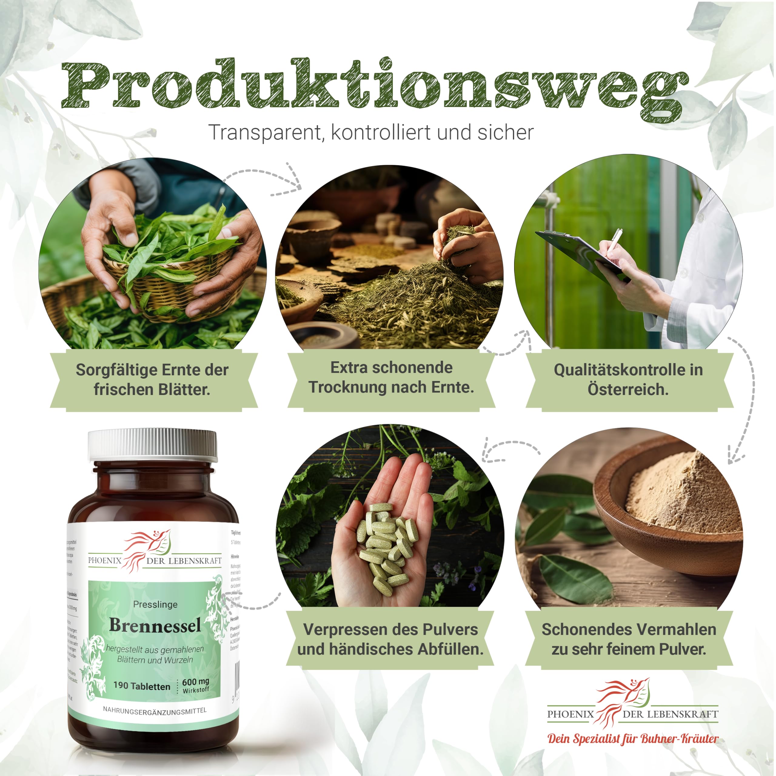 Brennessel Tabletten 600mg | 190 Tabletten Urtica dioica | Tabletten statt Kapseln | Gemeine Nessel, Große Nessel, Grosse Brennnessel