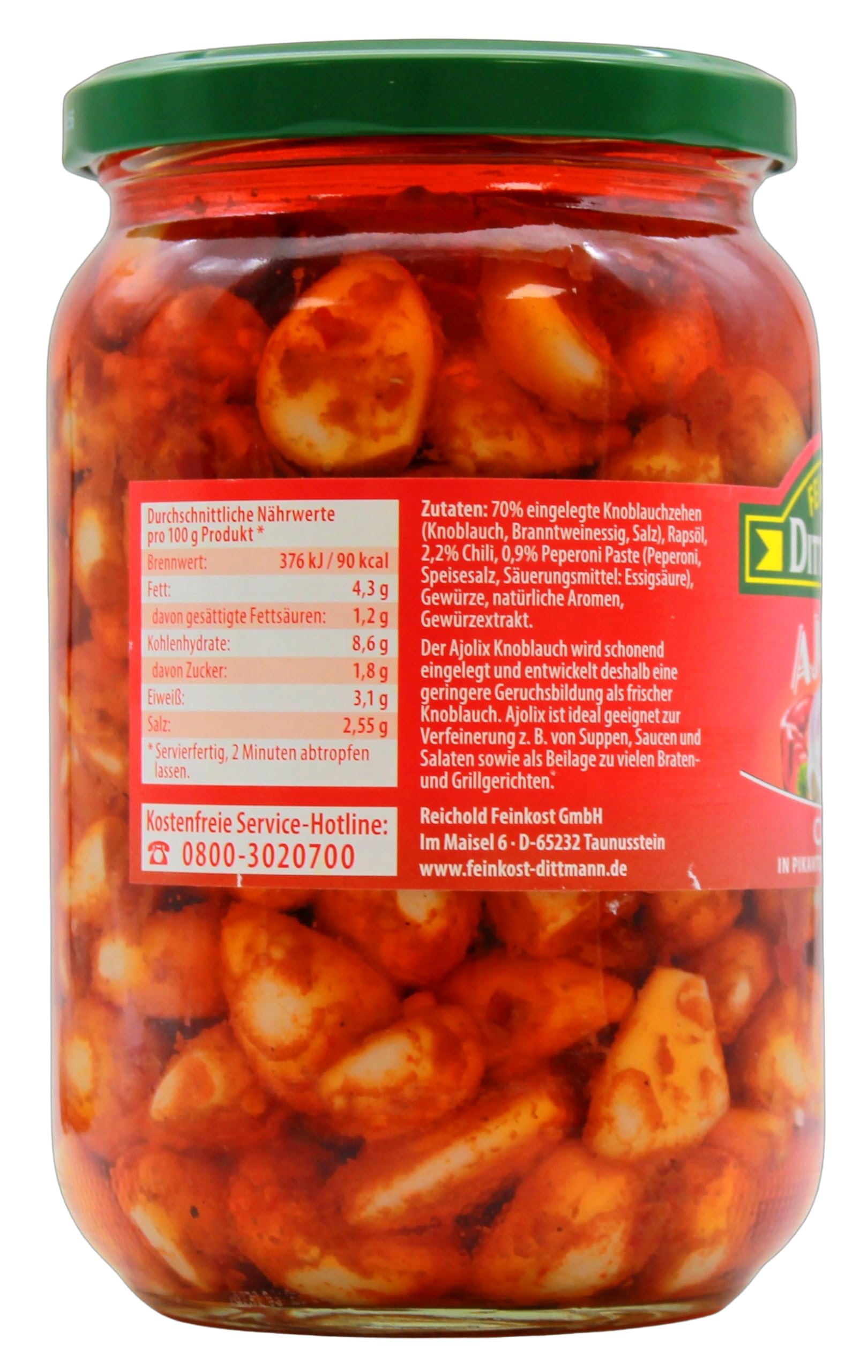 Feinkost Dittmann Ajolix Knoblauch in Chili Marinade, 6er Pack (6 x 650g)