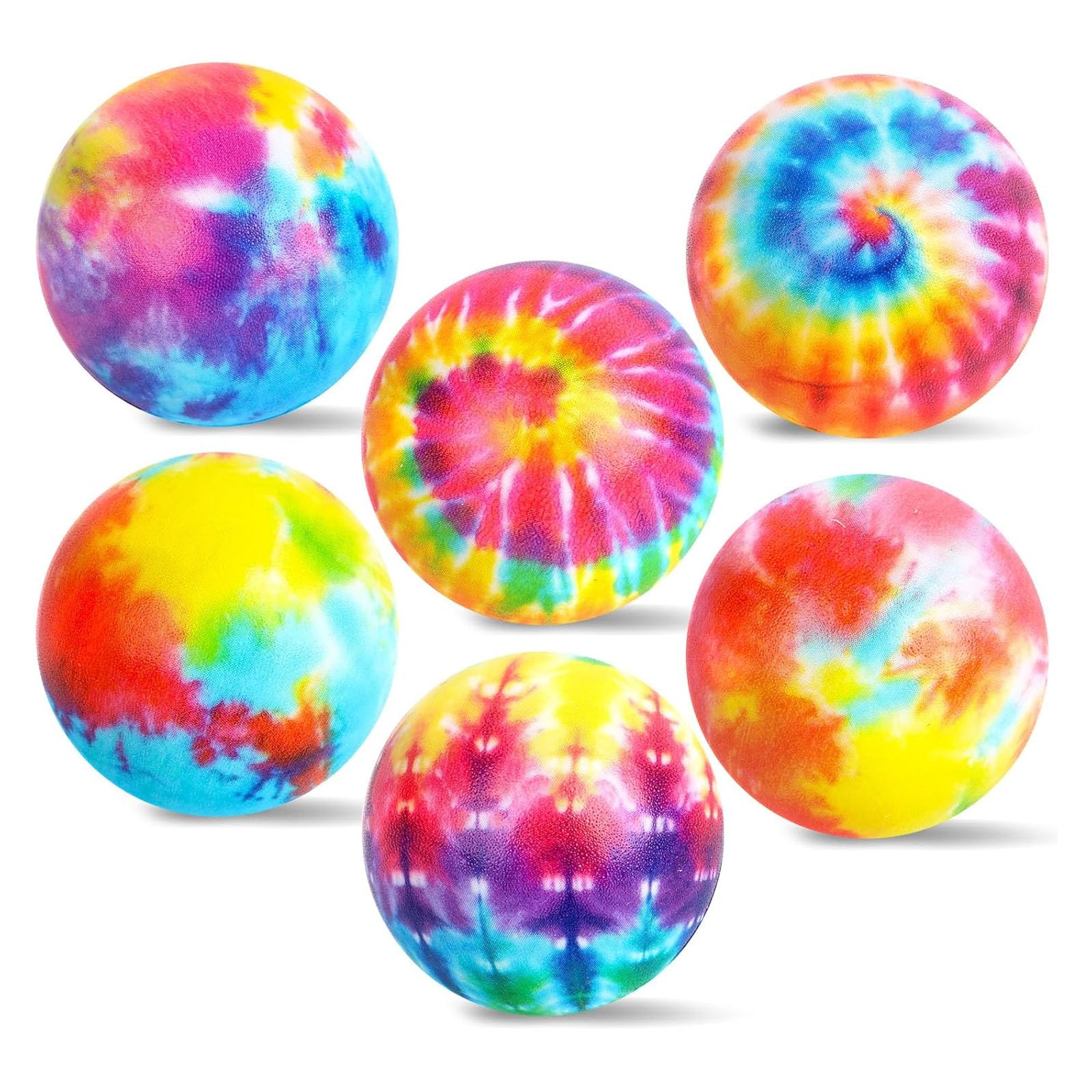 Koogel 12 Stück Stressbälle Tie-Dye, Anti-Stress-Bälle zum Stressabbau & Entspannung, Knetball zur Linderung von Angst, Mitgebsel Kindergeburtstag & Büro Gadget für Erwachsene