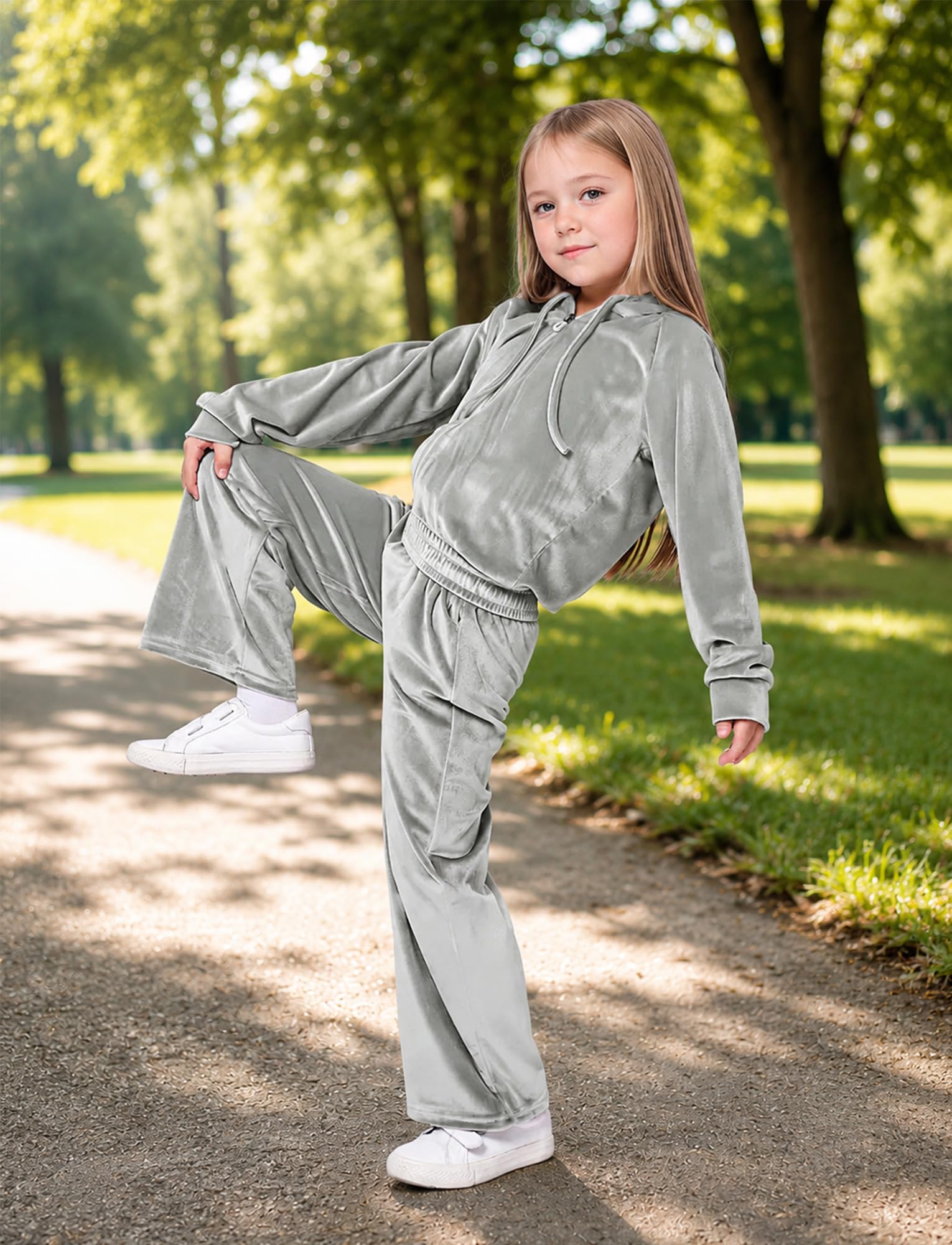 SEAUR Jogging Outfit Mädchen Sweatsuit Set Velour Langarm Zweiteiler