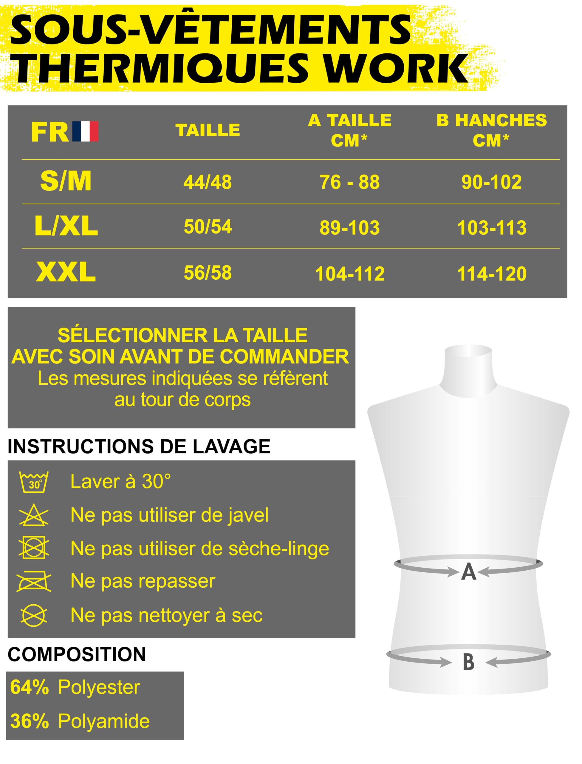 Tee Shirt Homme Thermique Manches Lounges du Travail - sous Vetement Thermique Homme Èlastiques, Respirant, Chaud, sans Coutures ni Ètiquettes - Made in Italy