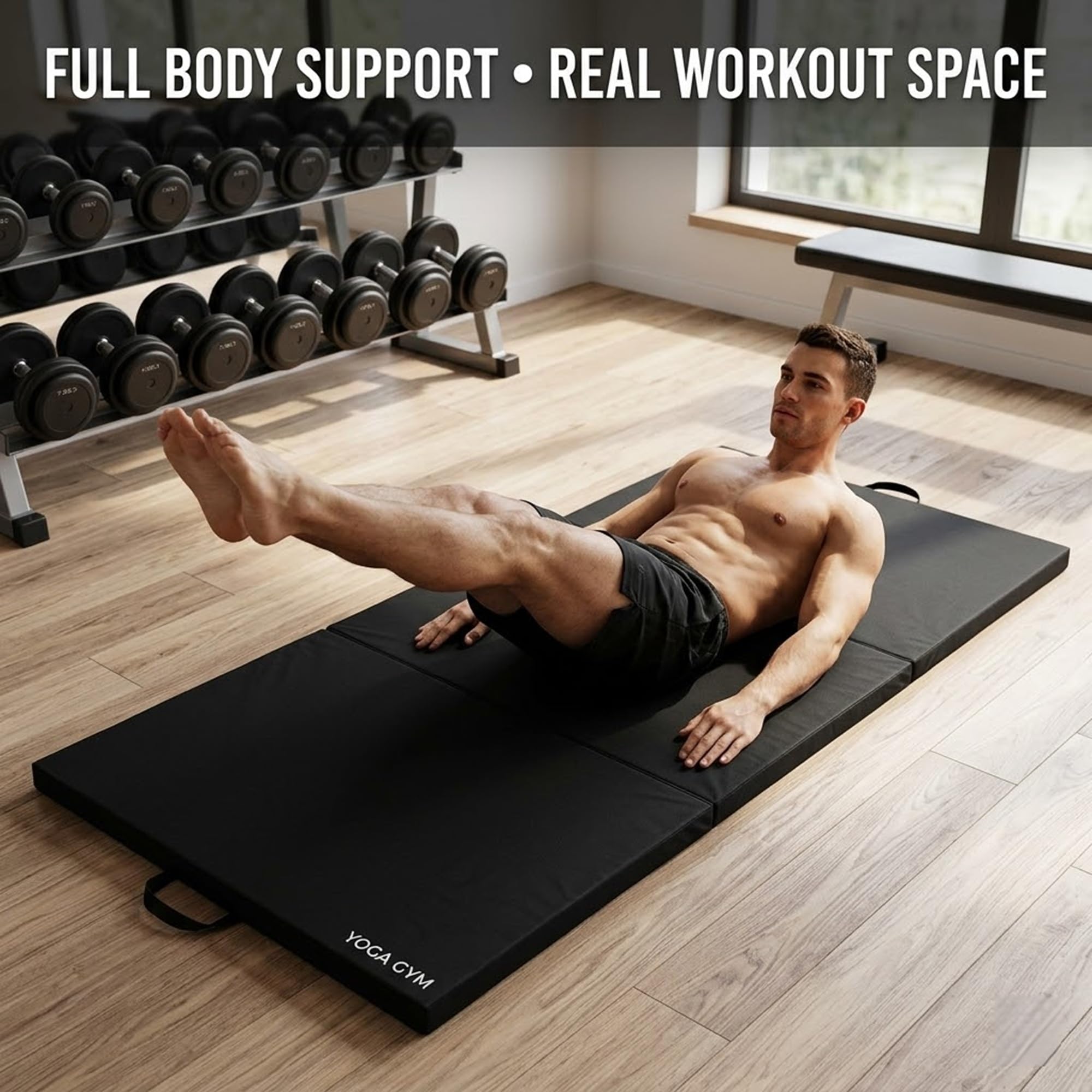 Esterilla de yoga lavable para gimnasio, ejercicio, gimnasia, entrenamiento, espuma de alto destino, plegable, 72 x 24 x 22 mm, tapete de yoga plegable para viajes, tapete