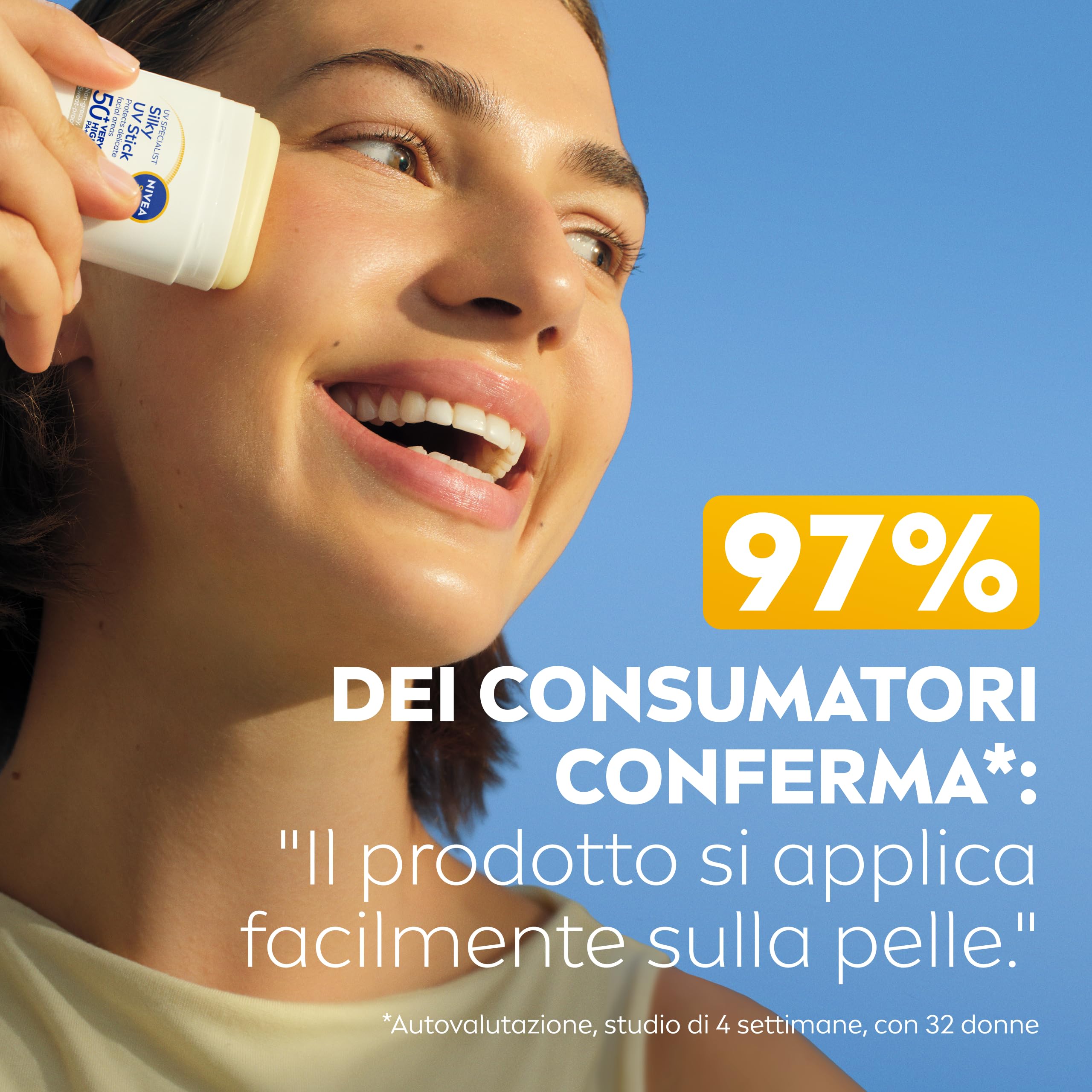 NIVEA SUN UV Viso Specialist Stick UV Effetto Seta SPF 50+ 15 g, Stick solare 50 viso per un'applicazione on-the-go, Protezione solare viso ultra-leggera e invisibile, Skincare coreana senza profumo