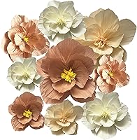 BRT Bearingshui 9PCS Crepe Paper Flowers Wall Decor - Pink Peach Beige 3D Artificial Flowers for Wedding, Baby Shower, Birthday Backdrop