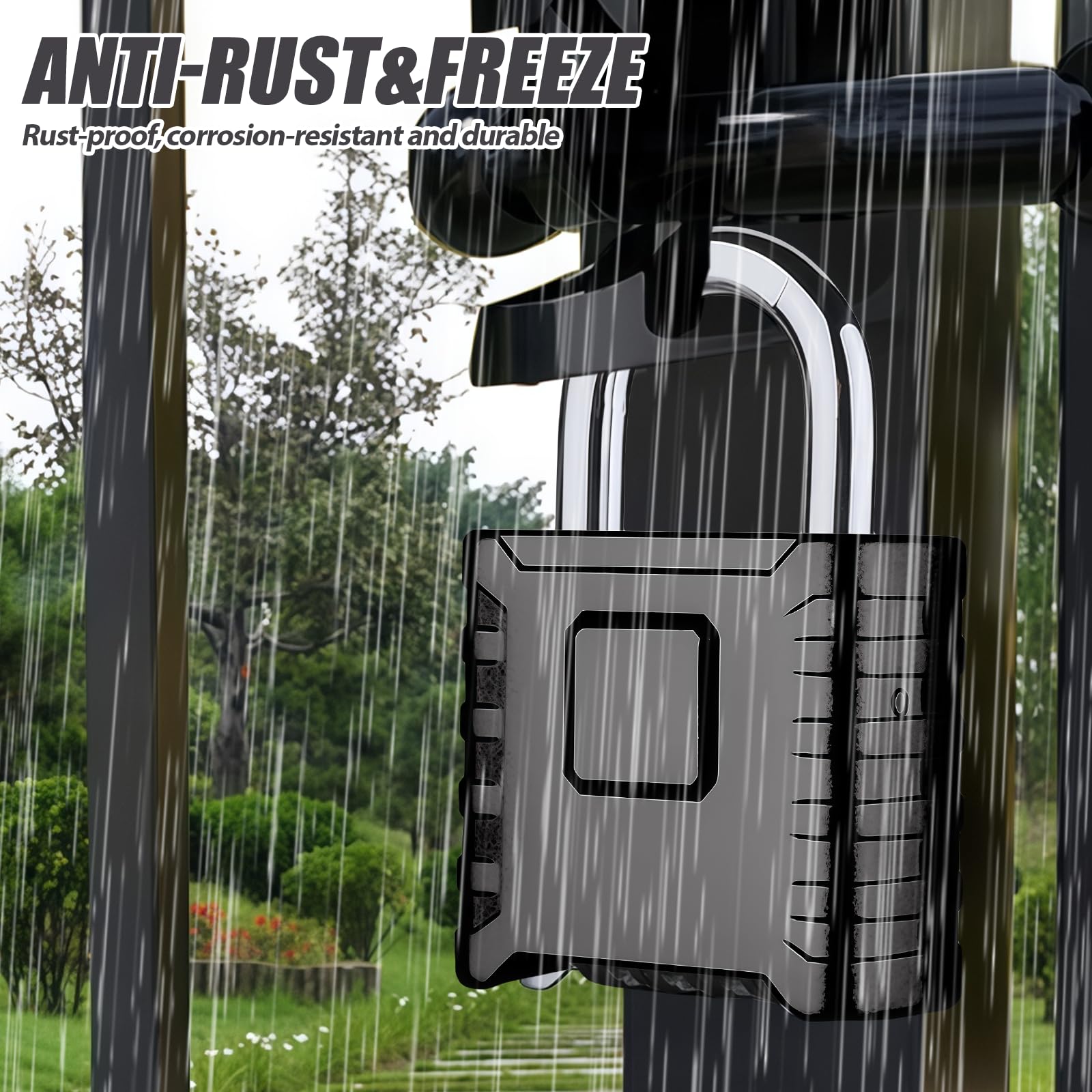 PRITOK Heavy Duty Combination Padlock Outdoor Weatherproof: 2-Pack Large 4 Digit Code Padlock with Thick Stainless Steel Shackle - Image 4