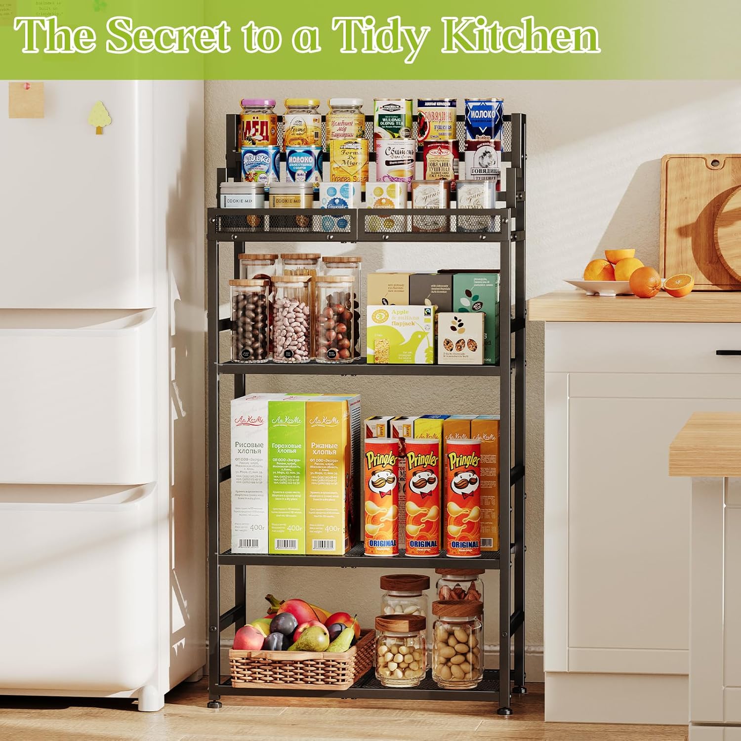 6-Layer Kitchen Storage Rack,Adjustable Metal Racks for Storage,Kitchen Shelf Organizer,23.62" Lx11.81 Wx47.01 H,Black