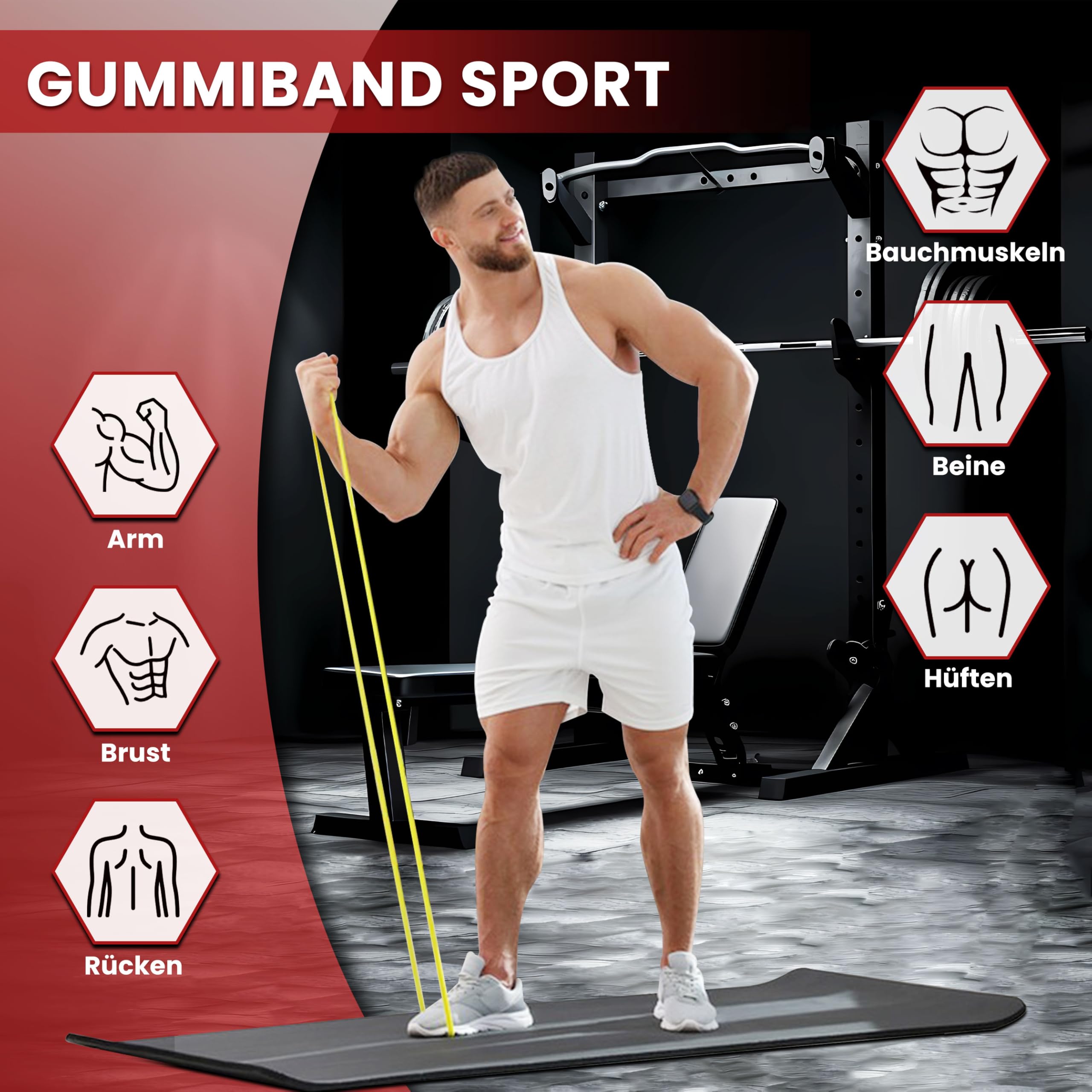 Fitnessbänder – 4-Stufen Resistance Bands Set mit Türanker, Terrabänder für Klimmzüge, Krafttraining, Yoga & Stretching