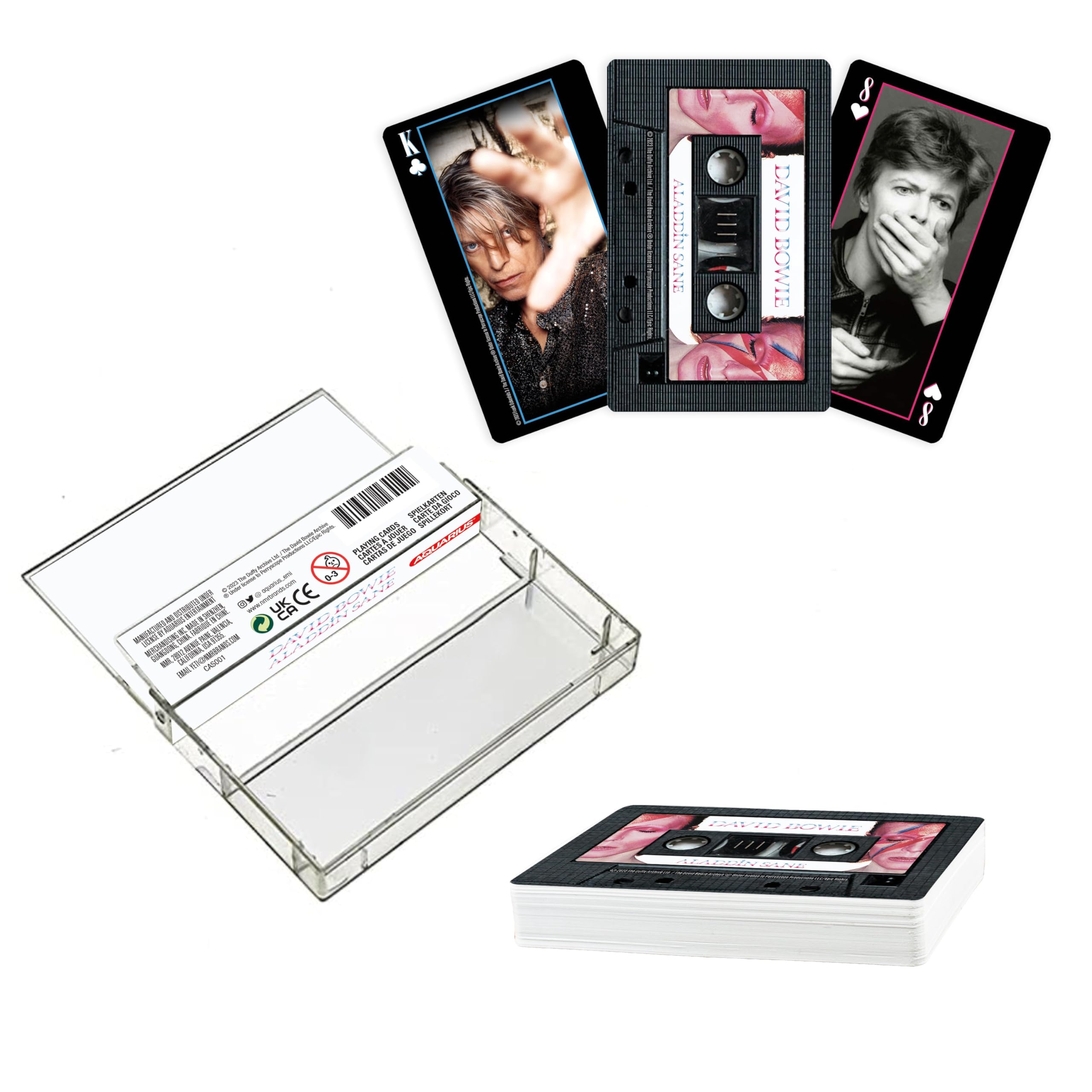 AQUARIUS David Bowie Cassette Premium Playing Cards -David Bowie Themed Deck of Cards for Your Favorite Card Games