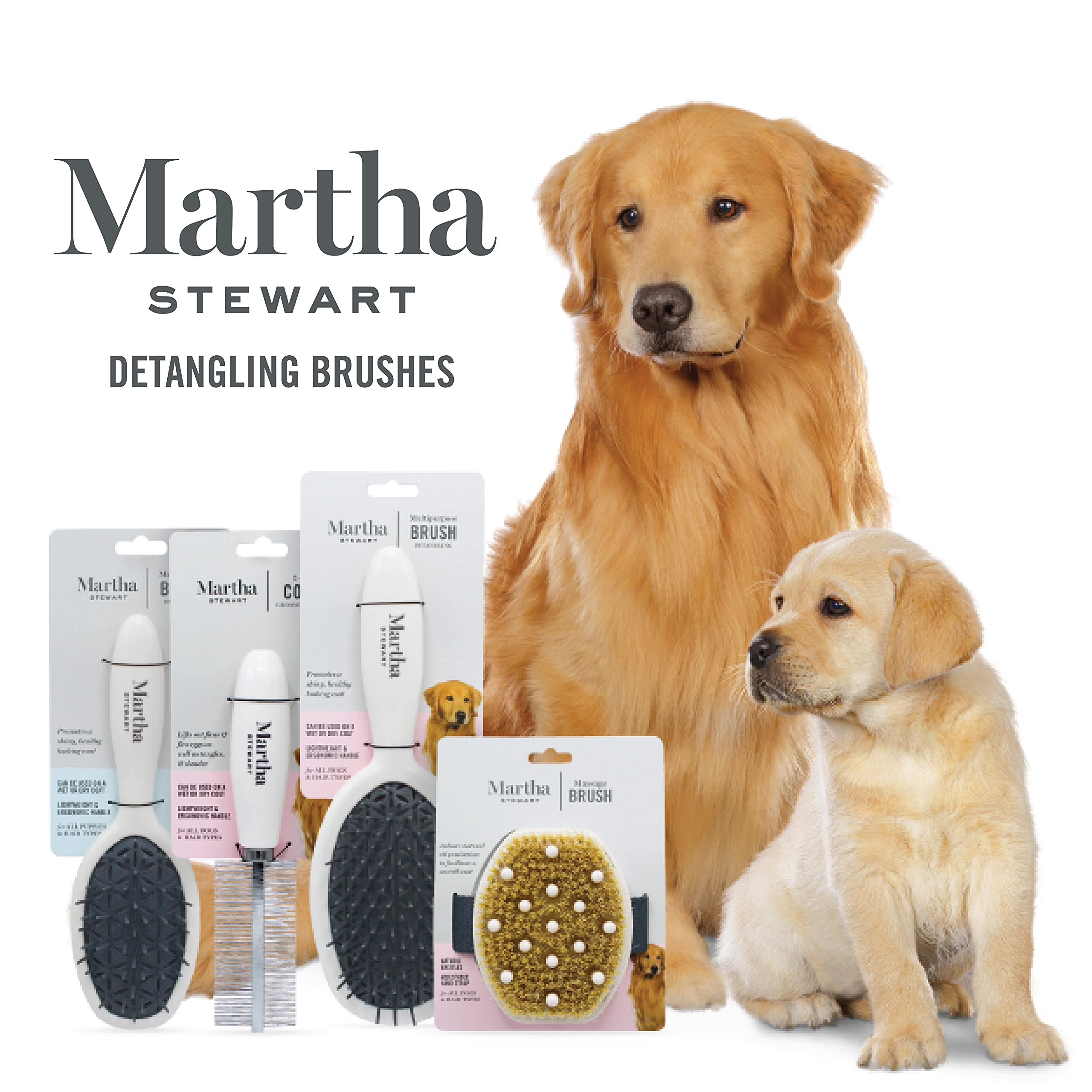 Martha Stewart - Cepillo para perros con pelo corto o largo, cepillo para perros