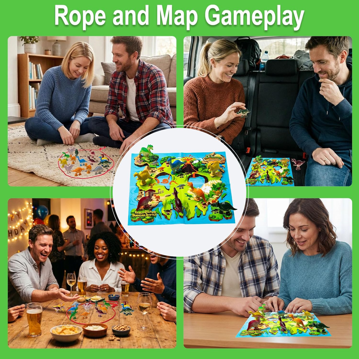 Magnet Game with String, Magnetic Chess Game Set with 10 Dinosaur and Map, Strategy Board Games for Family Game Night, Portable Multiplayer Travel Games