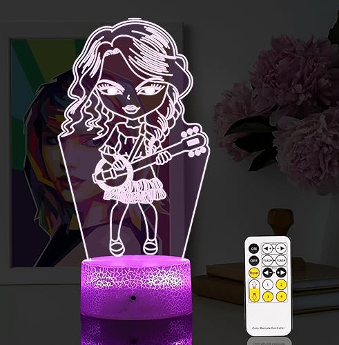 AmazerToys Tay Gifts Swifties, decoración para Swiftie. Lámpara de mesa para suministros de fiesta musical. Luz nocturna con 16 colores de cambio y