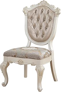 ACME Furniture Dining Chair, Rose Gold PU & Pearl White - coolthings.us
