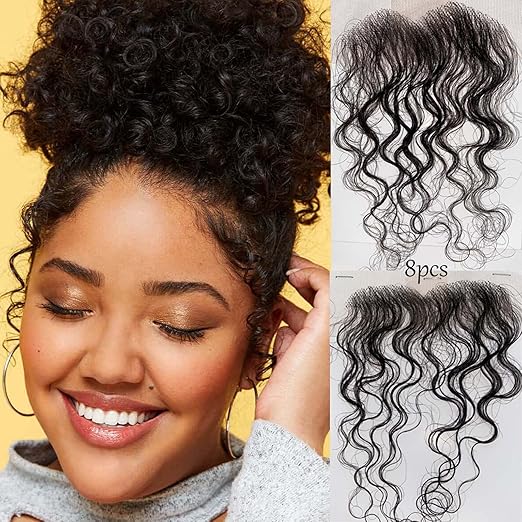 8pcs HD Lace Baby Hair Edges Strips Reusable Wave Swiss