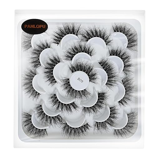 Miniatura 1 de Pestañas postizas de aspecto natural, fibras sintéticas, pestañas largas y grandes, paquete de 10 pares (B09-0.394 x 0.709 x 0.591 in)