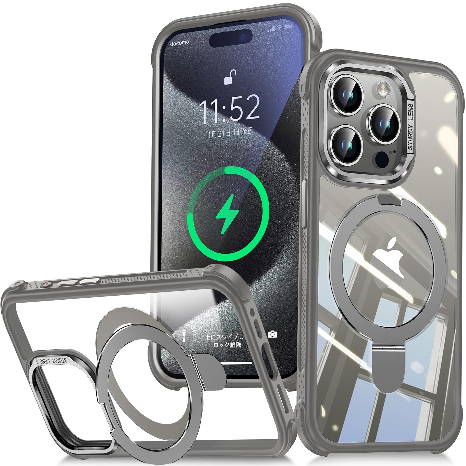 iPhone 15 Proケース 米軍MIL規格 耐衝撃 隠しスタンド Amazon.co.jp: 【米軍MIL規格&隠れスタンド】Bluoocase iPhone 15 Pro