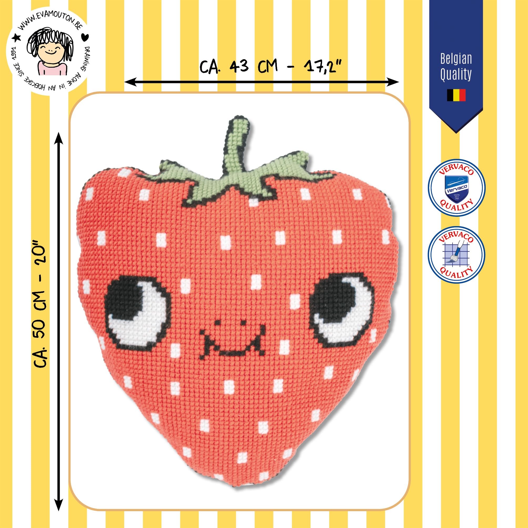 VERVACO Kit Cuscino Punto Croce EVA MOUTON DESIGN Set Ricamo Principianti Cuscini Gobelin Decorativi ca. 43 x 50 cm Accessori Per Lavoretti Creativi DIY Casa Decor Hobby Adulti Cross Stitch