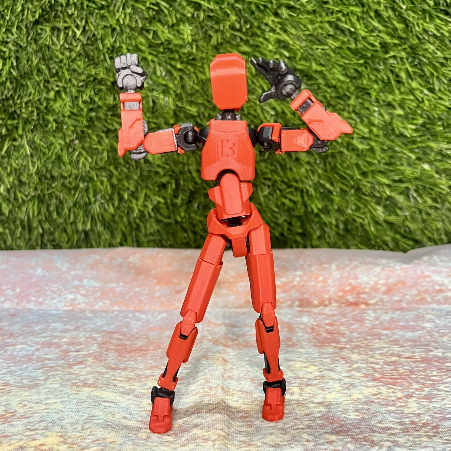 Craftgami DIY Dummy 13 Action Figure Robot | Fully Articulated Robot Toy | 3D Printed (5.4inches) (Red-Black) - Image 5 thumbnail