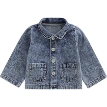 Thorn Tree Girls Denim Jacket Turn Down Collar Outerwear Long Sleeve Button Down Coat Toddler Fall Clothes