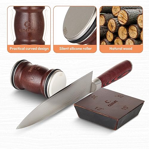 Miniatura 6 de Afilador de cuchillos rodantes, kit de herramientas de afilado profesional para cuchillos de cocina, ofrece ángulo magnético de 12, 15, 20 y 25,