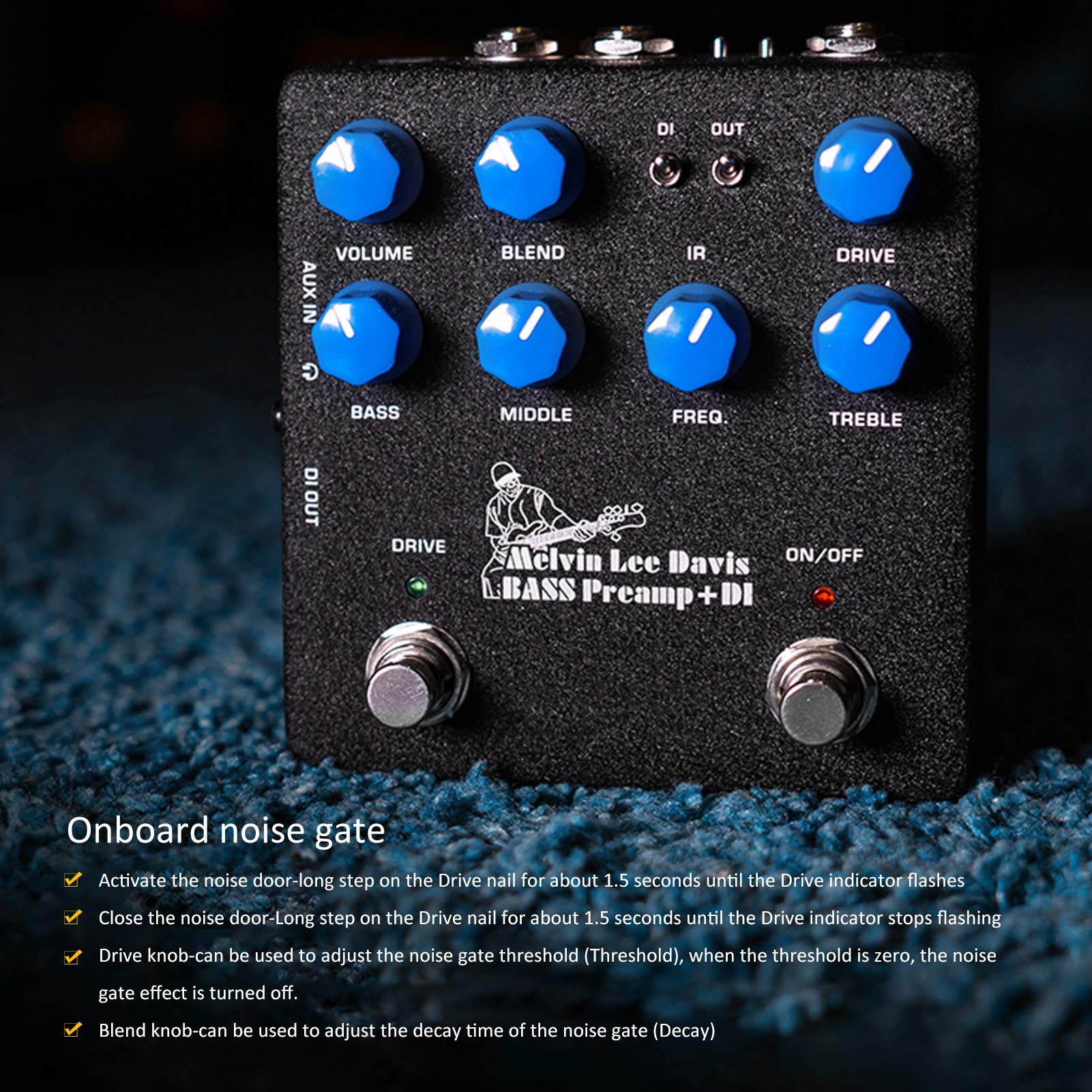 NUX NBP-5 Preamplificatore per Basso Effetto DI Box Pedale Metallico