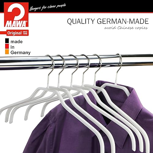 Miniatura 3 de MAWA Ft Reston Lloyd Silhouette Series - Percha antideslizante que ahorra espacio para camisas y vestidos, estilo 41F, juego de 10, color blanco,