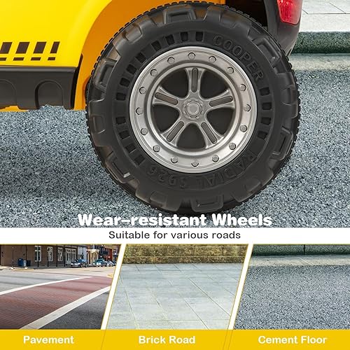 Miniatura 8 de OLAKIDS Carretilla elevadora para montar, camión de construcción de vehículos eléctricos para niños de 12 V con control remoto, horquilla y