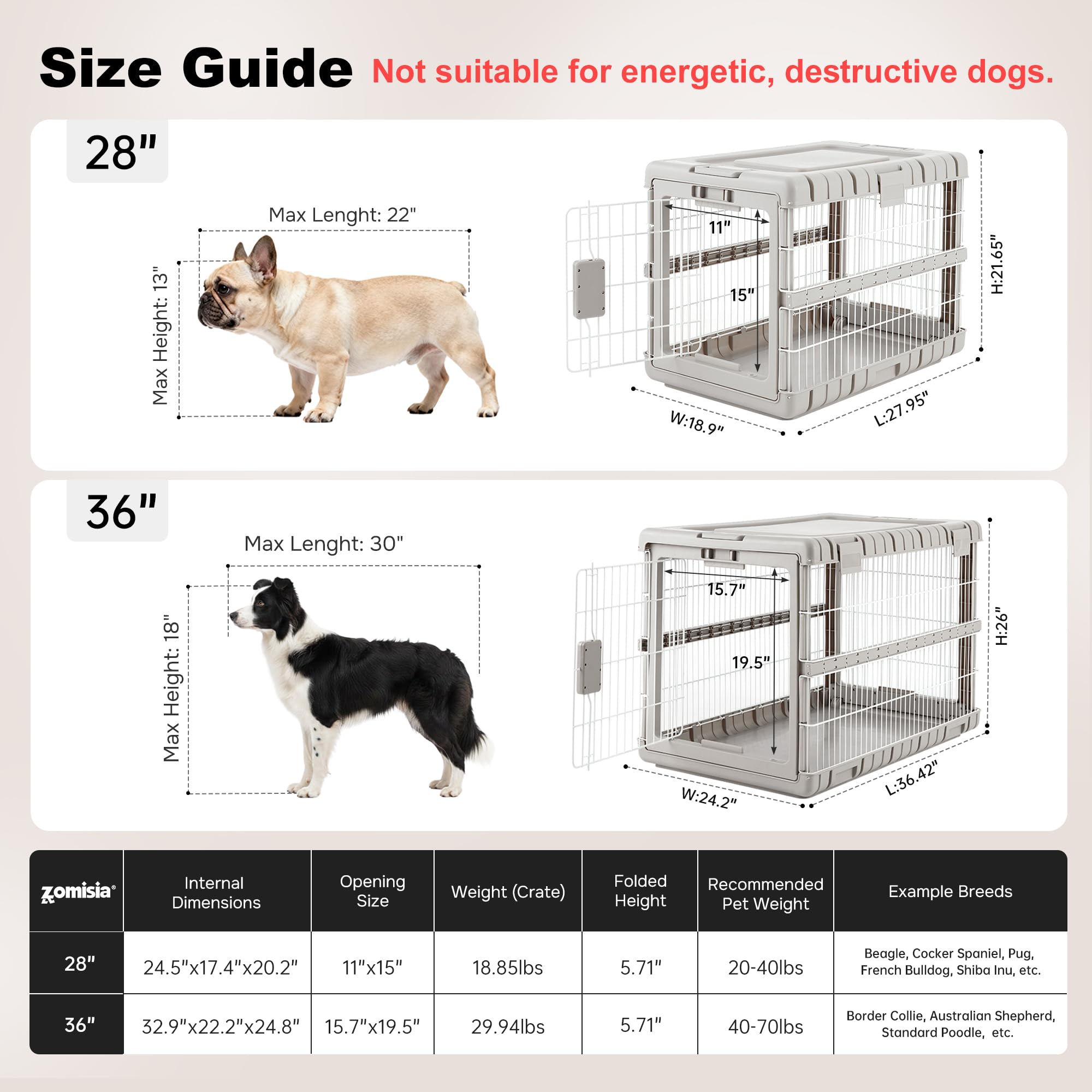 Amazon.co.jp: ZOMISIA 折りたたみ式犬用クレート 中型犬用 - 高耐久犬