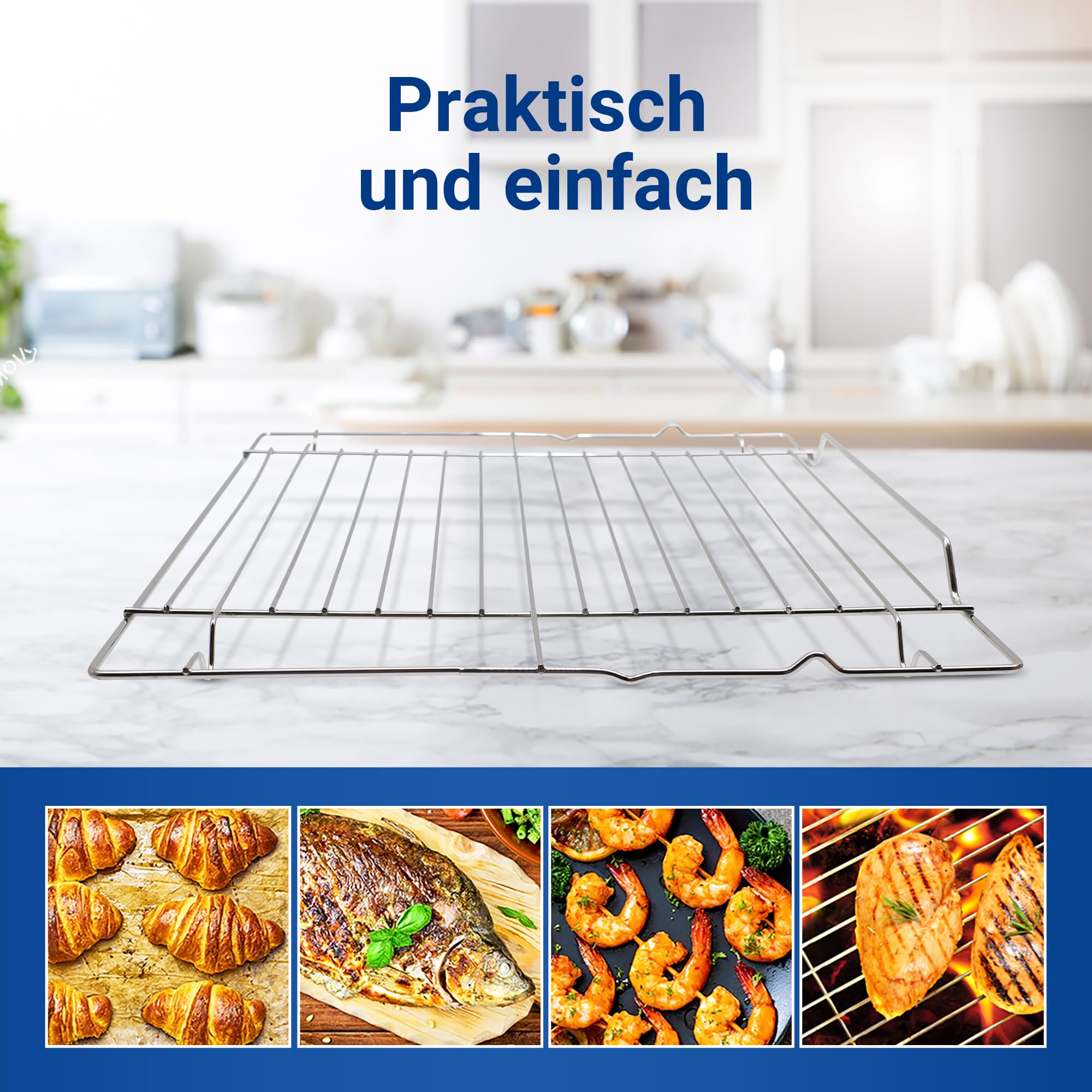 VIOKS Grillrost Grillgitter Backofen Ersatz für Amica 8056826 Backrost | Backofenrost Rost Gitter Backgitter Metallrost Ofenrost Ofengitter Backofengitter Gitterrost, 430x375mm, für Herd