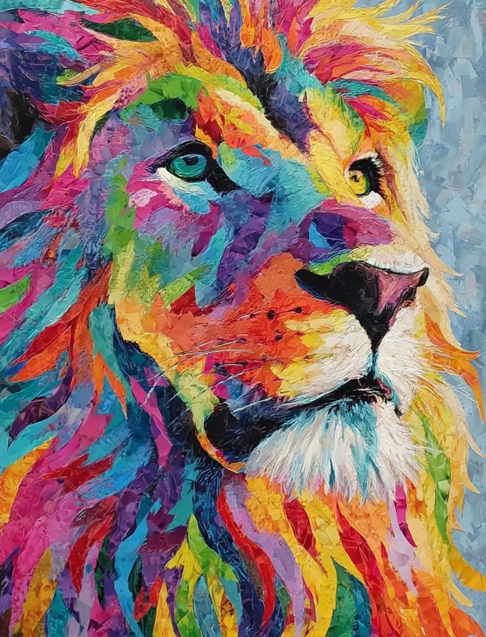 WANGWANGMIAO Paint by Numbers Kit for Adults,Rainbow Lion, DIY Painting with Brushes & Acrylic Pigment, 16x20 Inch, Home Decorations Gift，with Frame