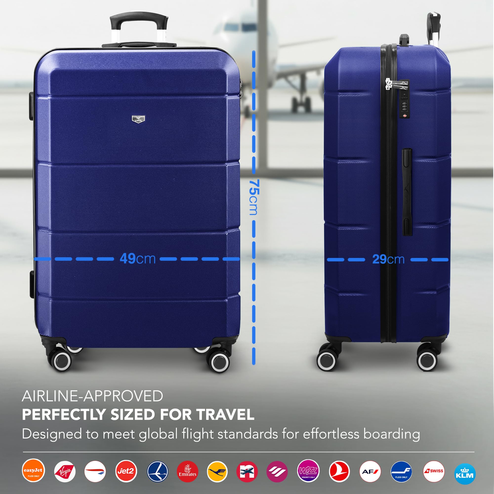 LUGG - Jetset 40cm Suitcase - 40x30x20cm- Ryanair Compatible - Underseat Size - Hard Shell ABS - Spinner & Removable Wheels - Lightweight Travel Luggage- Cream/Brown — view 252