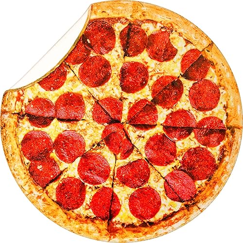 Miniatura 4 de Vessia Manta con estampado de pizza, manta redonda realista y divertida para adultos y niños, manta de pizza Pepperoni de 300 GSM para sofá, cama,