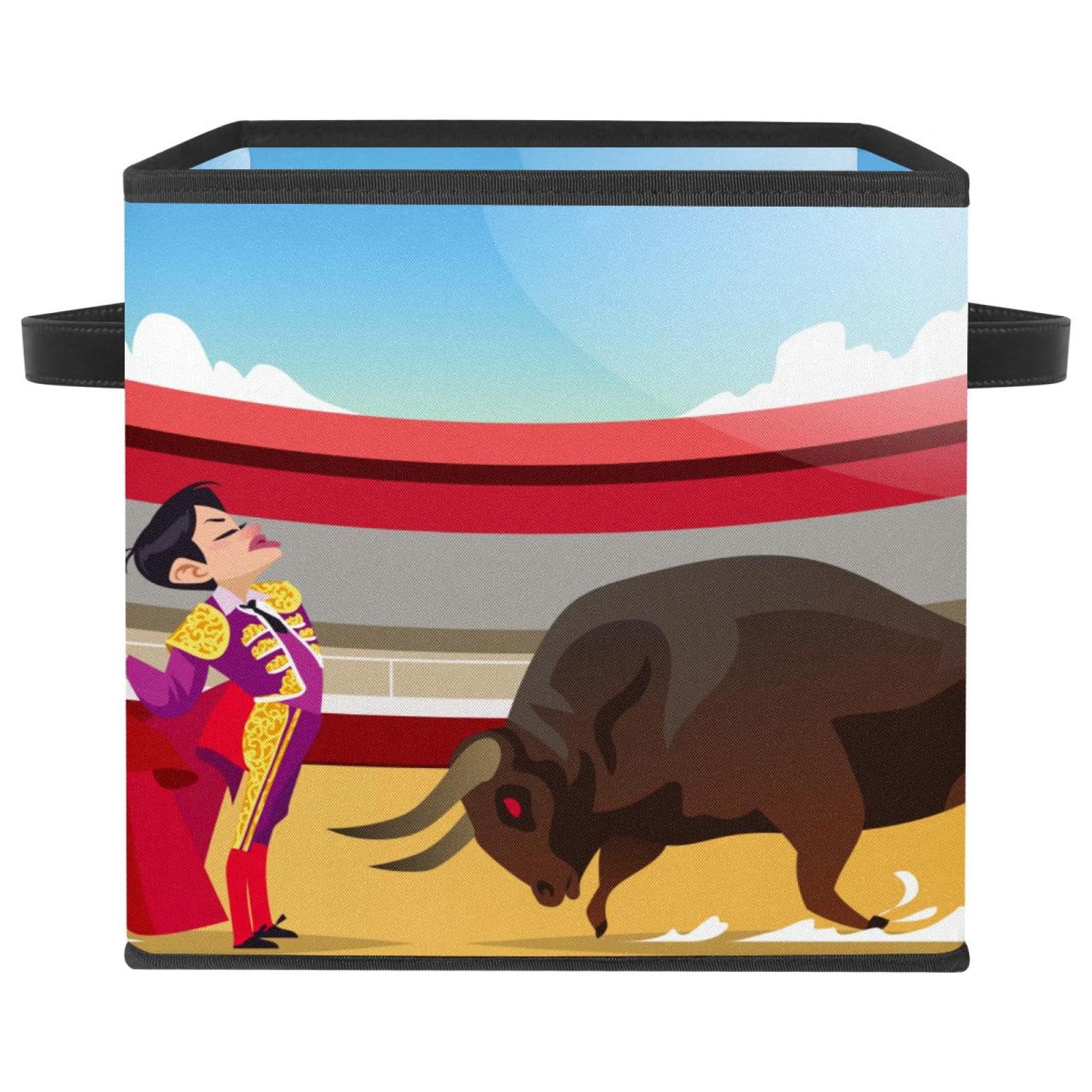 Boîte de rangement pliable Bullfighter Versus Angry Bull cube tissu chambre