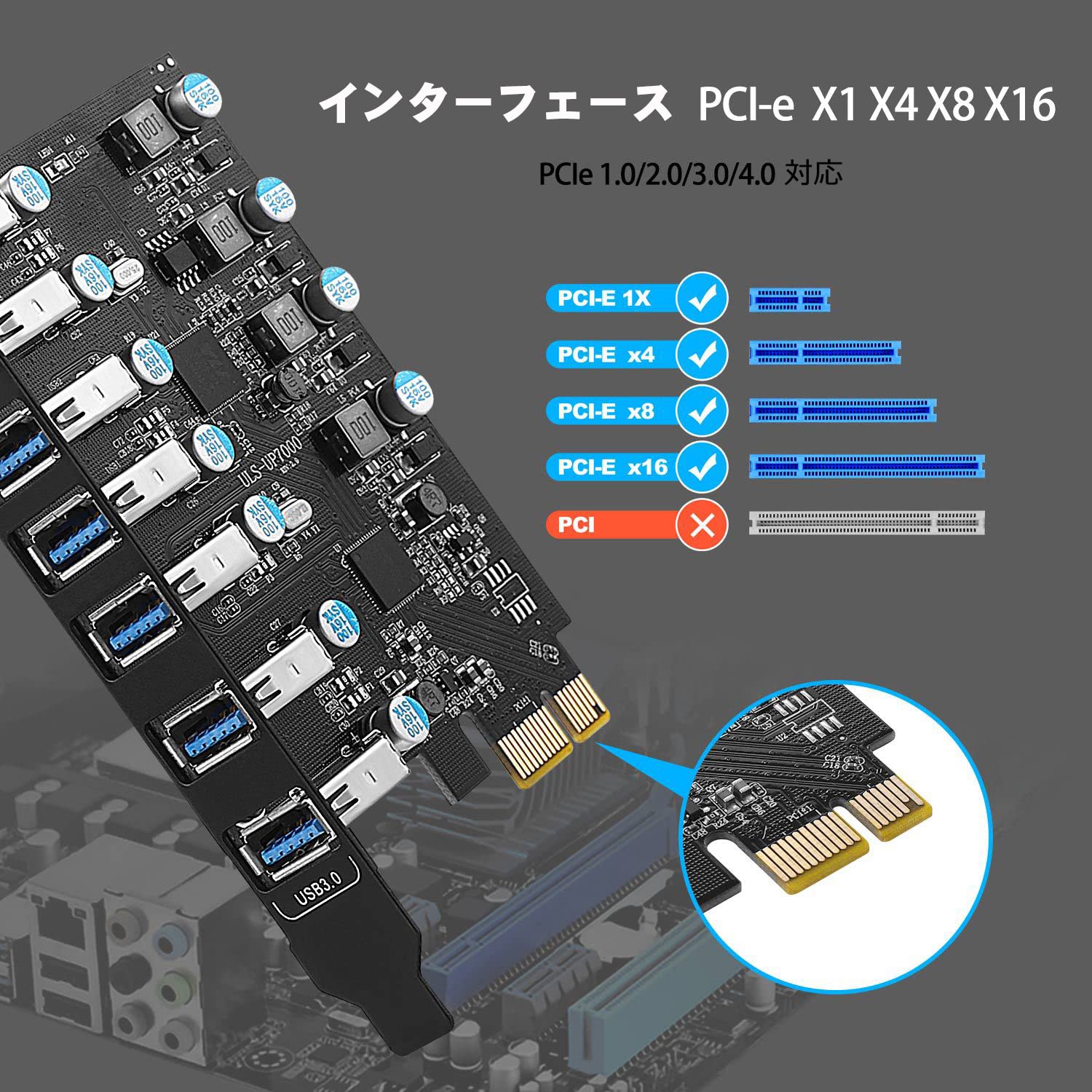 Amazon.co.jp: IDEAPRO USB3.0増設ボード 7ポート USB 3.0増設 PCI