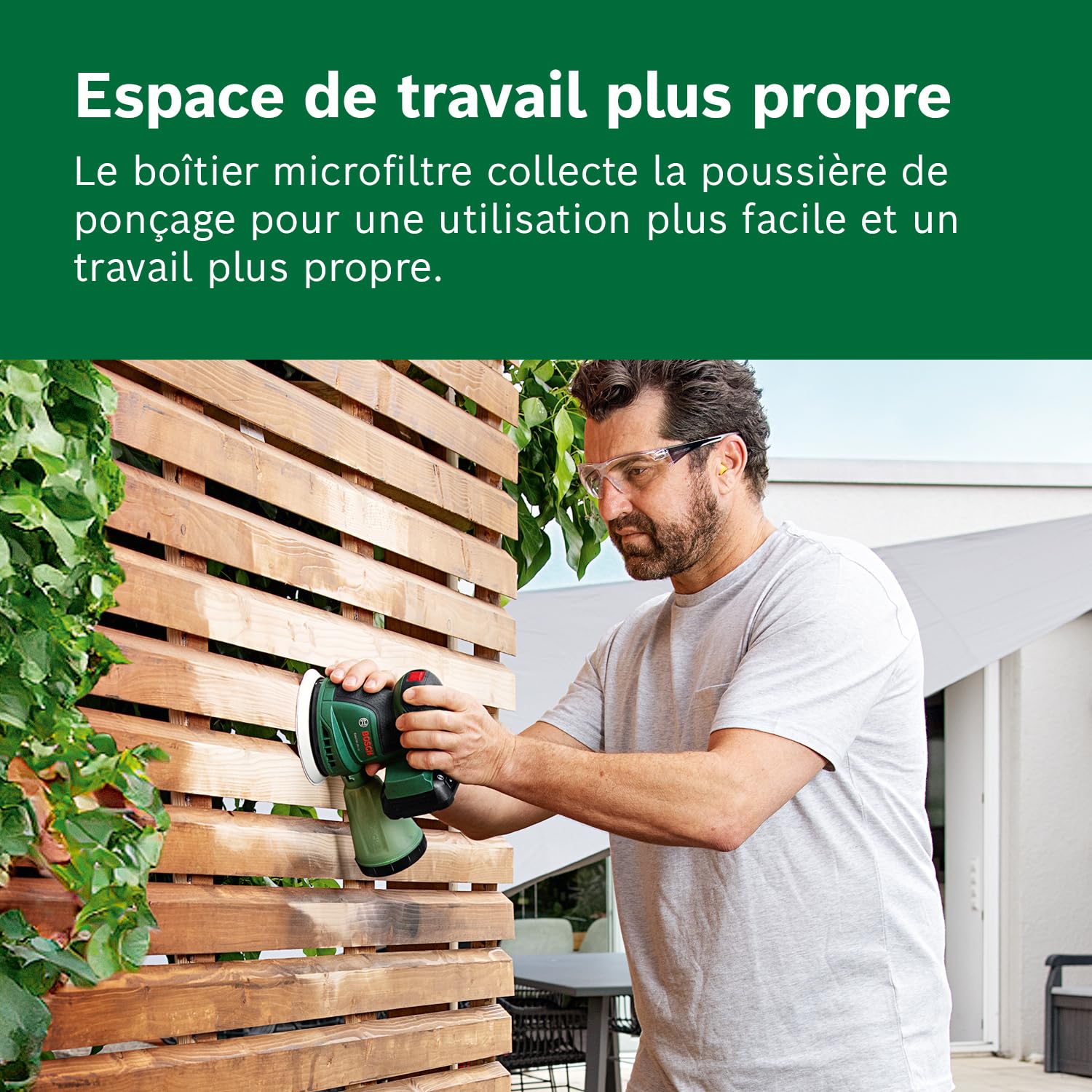 Bosch ponceuse excentrique sans fil EasyOrbit 18V-10 (ponçage de petites et moyennes surfaces en bois ou surfaces vernies ou peintes ; diamètre : 125 mm ; système 18V ; batterie 2,0 Ah et chargeur)