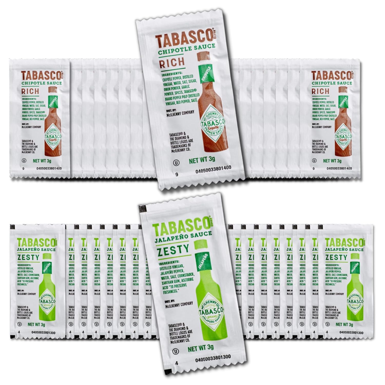 50 Pack Tabasco Hot Sauce Packet Assortment 2 Flavors