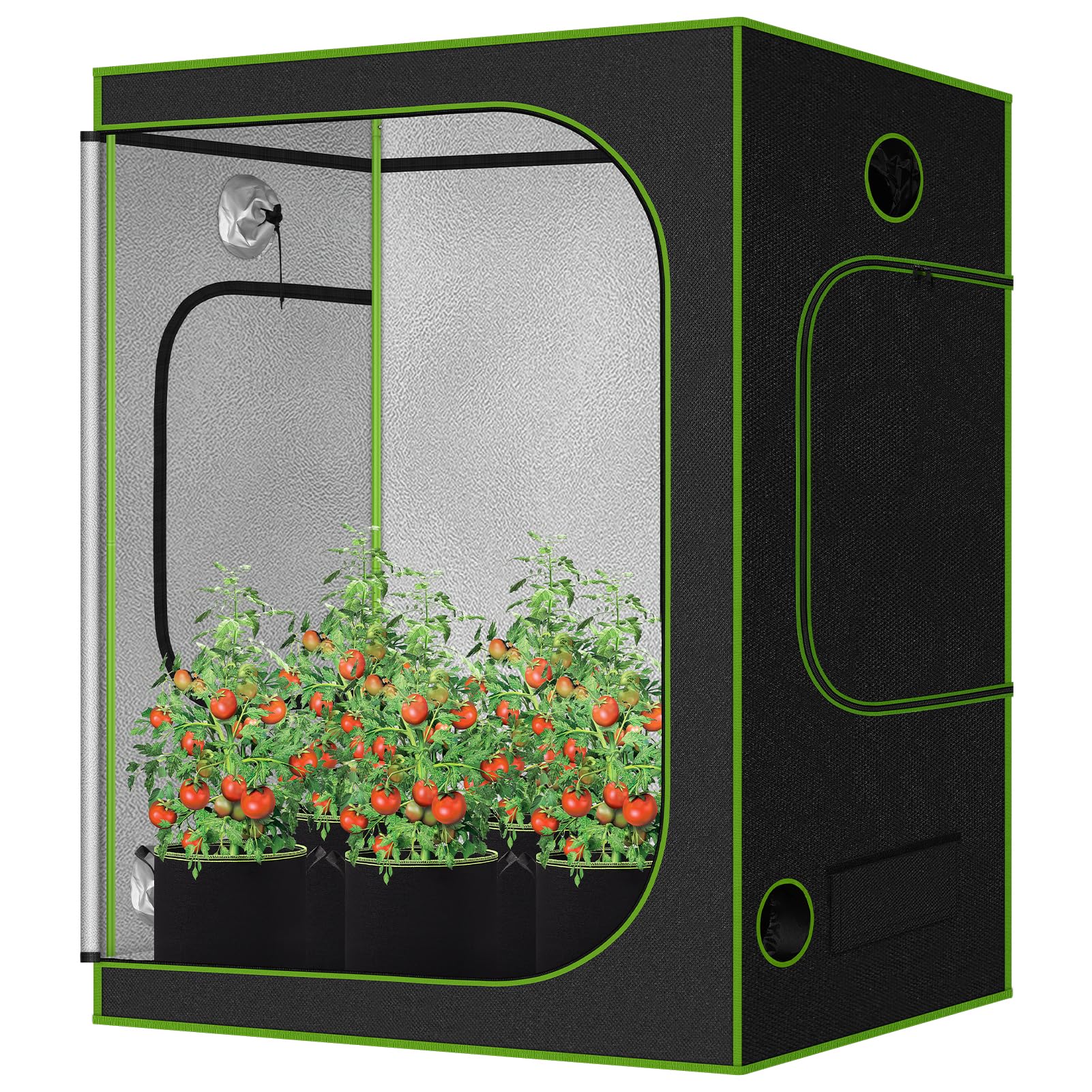 QCR Grow Zelt für Pflanzen Oxford 600D Growbox Zuchtzelt Gewächshaus Box Garten Anzucht Gemüse Kräuter Grow Schrank Indoor 100x100x200cm Blumen klein Tomaten Einfacher Setu, 100x100x200cm Garten