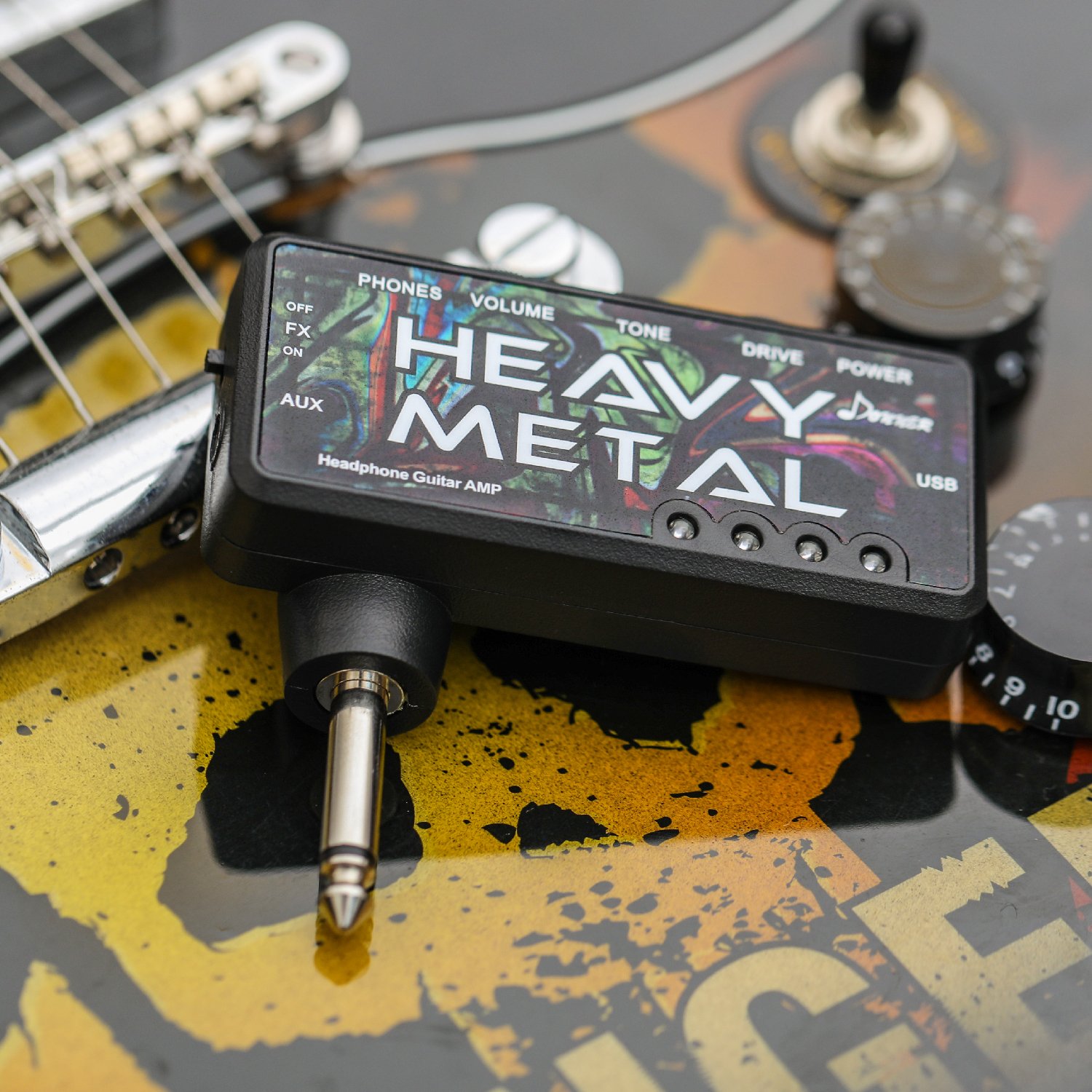 Donner Guitar Headphone Amp Heavy Metal USB Ricaricabile Mini Amplificatore Cuffia Tascabile per Chitarra Elettrica